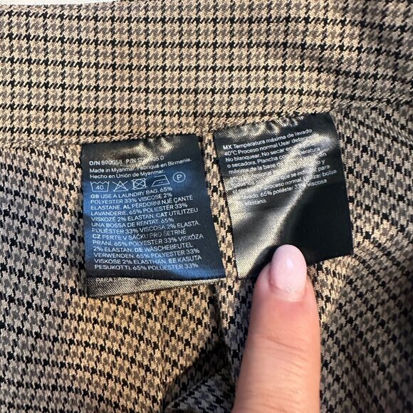 H&M Brown & Beige Houndstooth Pleated Mini Skirt - Medium - Picture 9 of 11